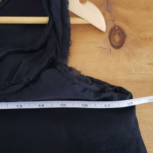 Cotélac Large Black Sleeveless Layered Cotton Distressed Raw Hem Dress Cutouts - Picture 7 of 12